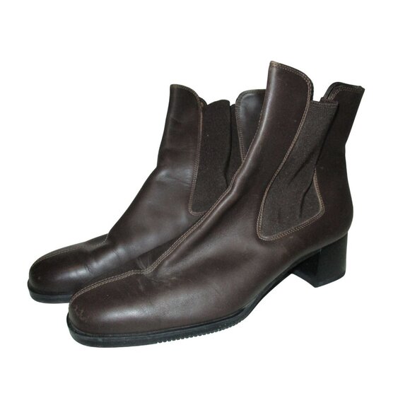 Salvatore Ferragamo Chocolate Brown Booties Pull On - Size 7.5B - Picture 1 of 9
